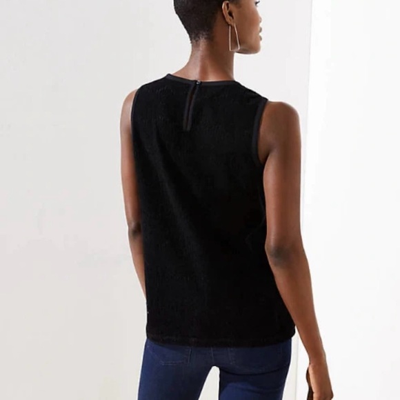 LOFT Black Lace Sleeveless Top - Size Medium - Picture 2 of 10